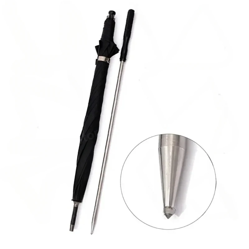 2 in 1 Self Defense Cane Stick Sturdy Windproof UV Protection Umbrella for Hiking Go Out When It Rains