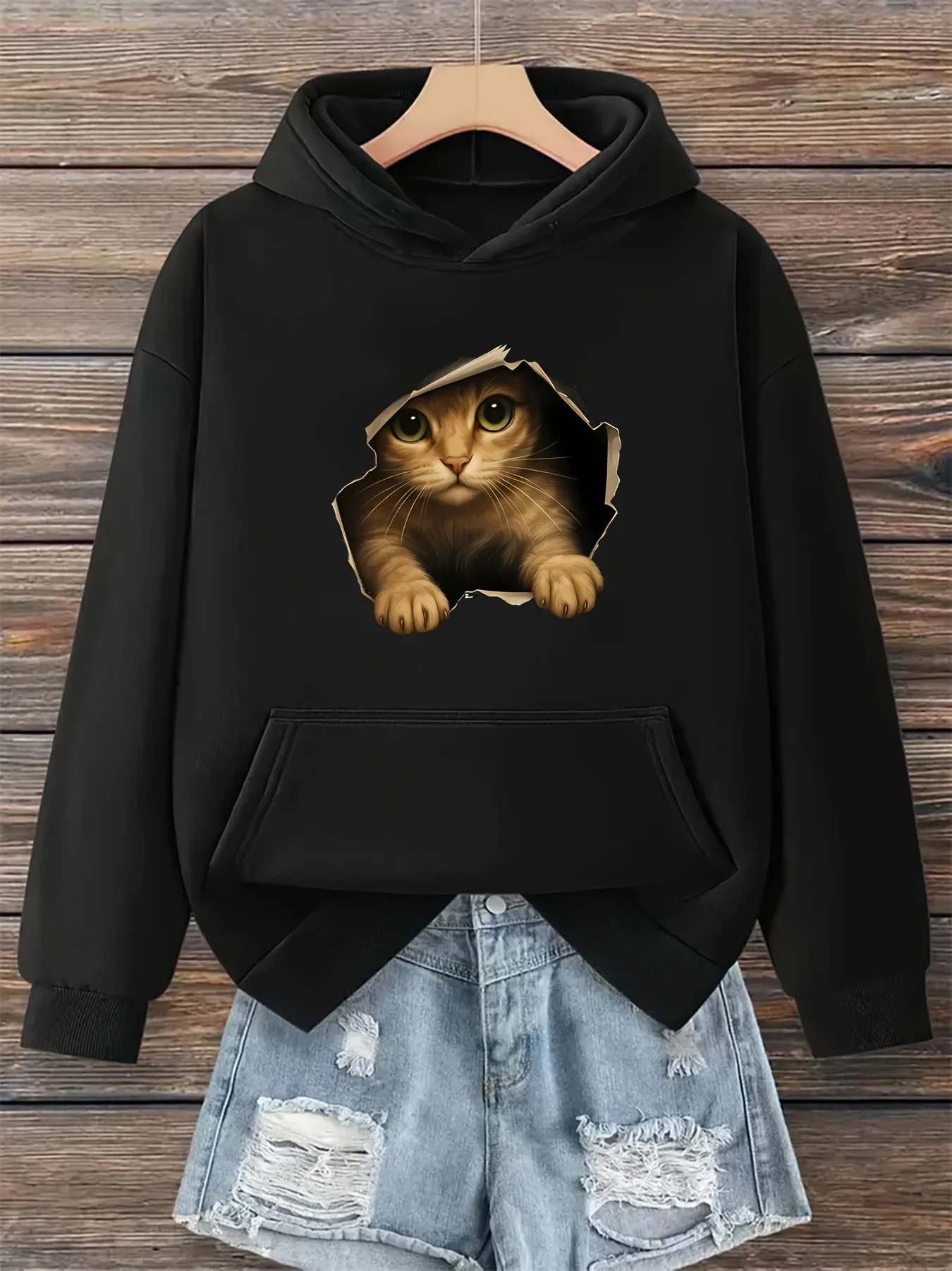 

Мужской и женский топ с принтом больших размеров, свободный повседневный, мягкий, удобный и дышащий, свободный пуловер с капюшоном для занятий спортом на открытом воздухе