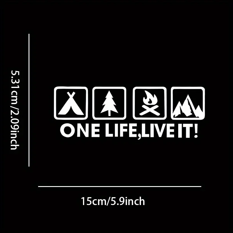1세트 독특한 야외 모토 데칼 - "한 번의 삶, 살아보세요!"" 자동차, 노트북 및 기기용 방수 비닐 - 모험적인 분위기
