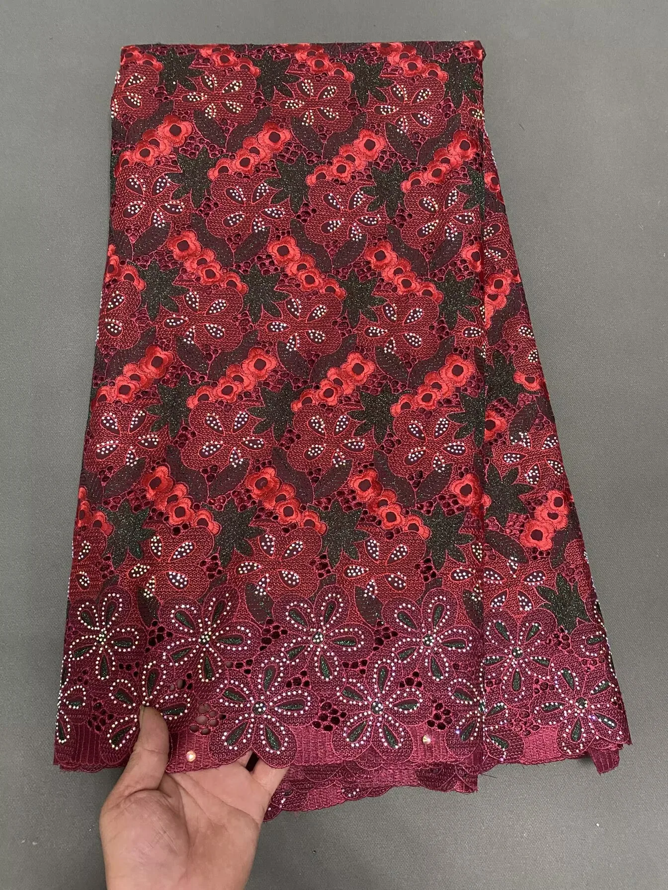 Newest African Cotton Lace Fabric 2025 Stones High Quality Nigerian Cotton Lace Fabric 5 Yards For Women Wedding Party Dresses