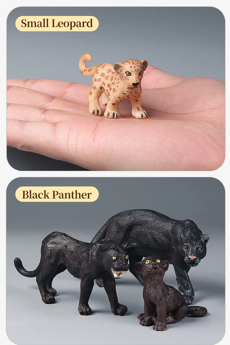 Pädagogisches Set mit simulierten Wildtierfiguren – Aktionsmodelle mit Geparden und schwarzem Panther für Kinder, Dekoration und Lerngeschenk – Detail 9