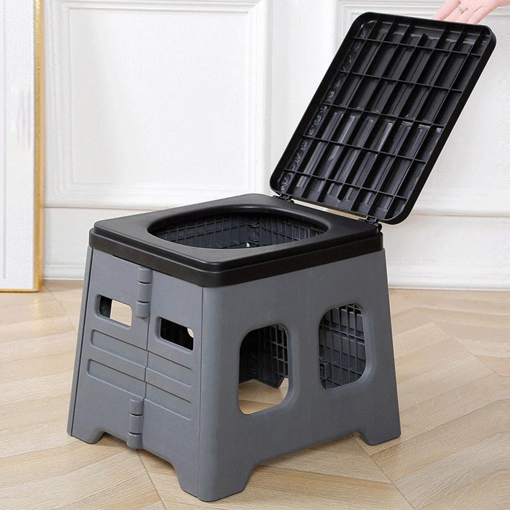 مرحاض تخييم محمول مع غطاء مرحاض محمول قابل للطي متعدد الوظائف مرحاض شاحنة قابل للطي للتخييم والسفر