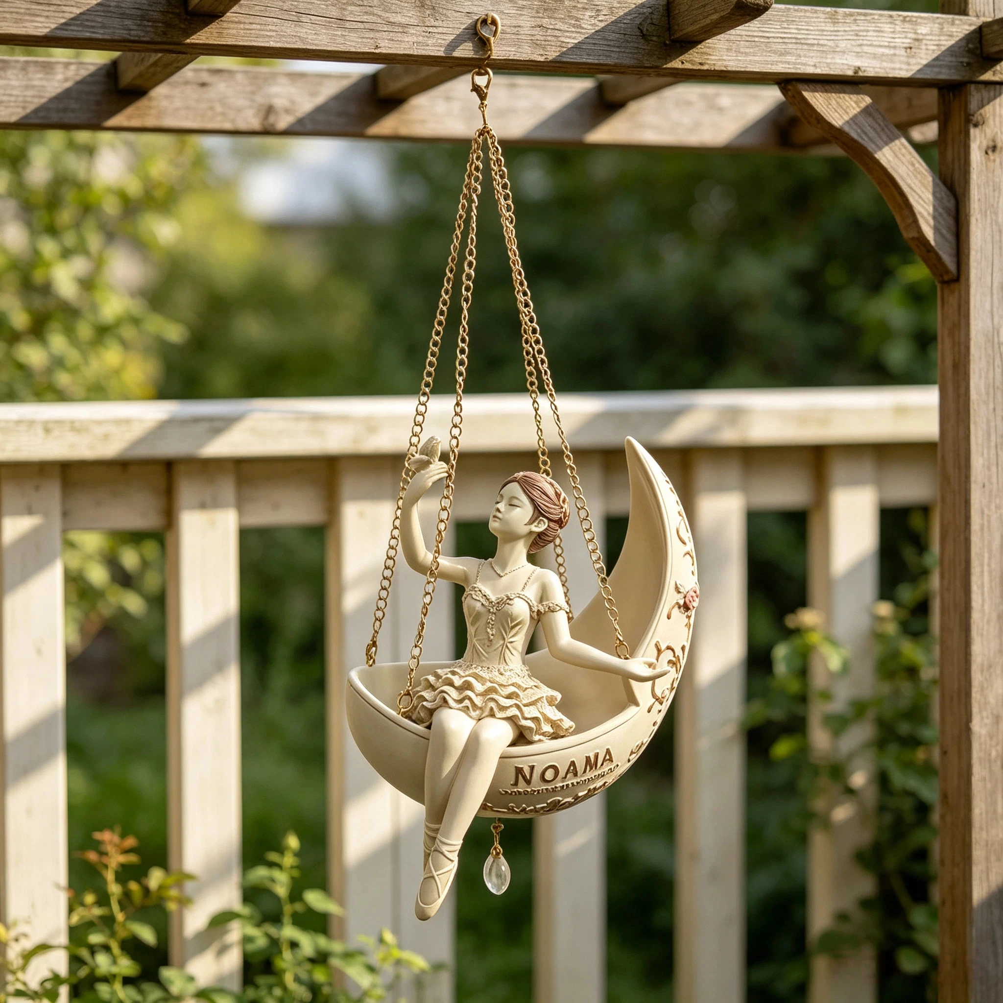 Ballet Girl Crescent Swing Hanging Flower Pot, Resin Statue Hanging Planter, Indoor Balcony Wall Hanging Flower Container, Courtyard Garden Trellis Decorative Hanging Ornament, Entryway Bay Window Wall-Mounted Green Pl