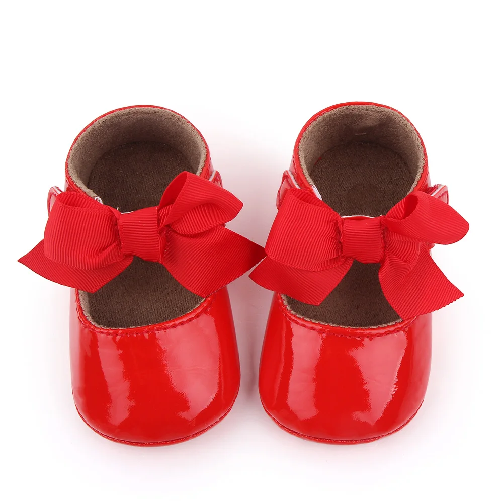 Baby Girl Princess Shoes High Quality PU and TPR Anti-slip Cute Bowknot Toddler Birthday Party Shoes for 0-18 M 2023 New Fashion