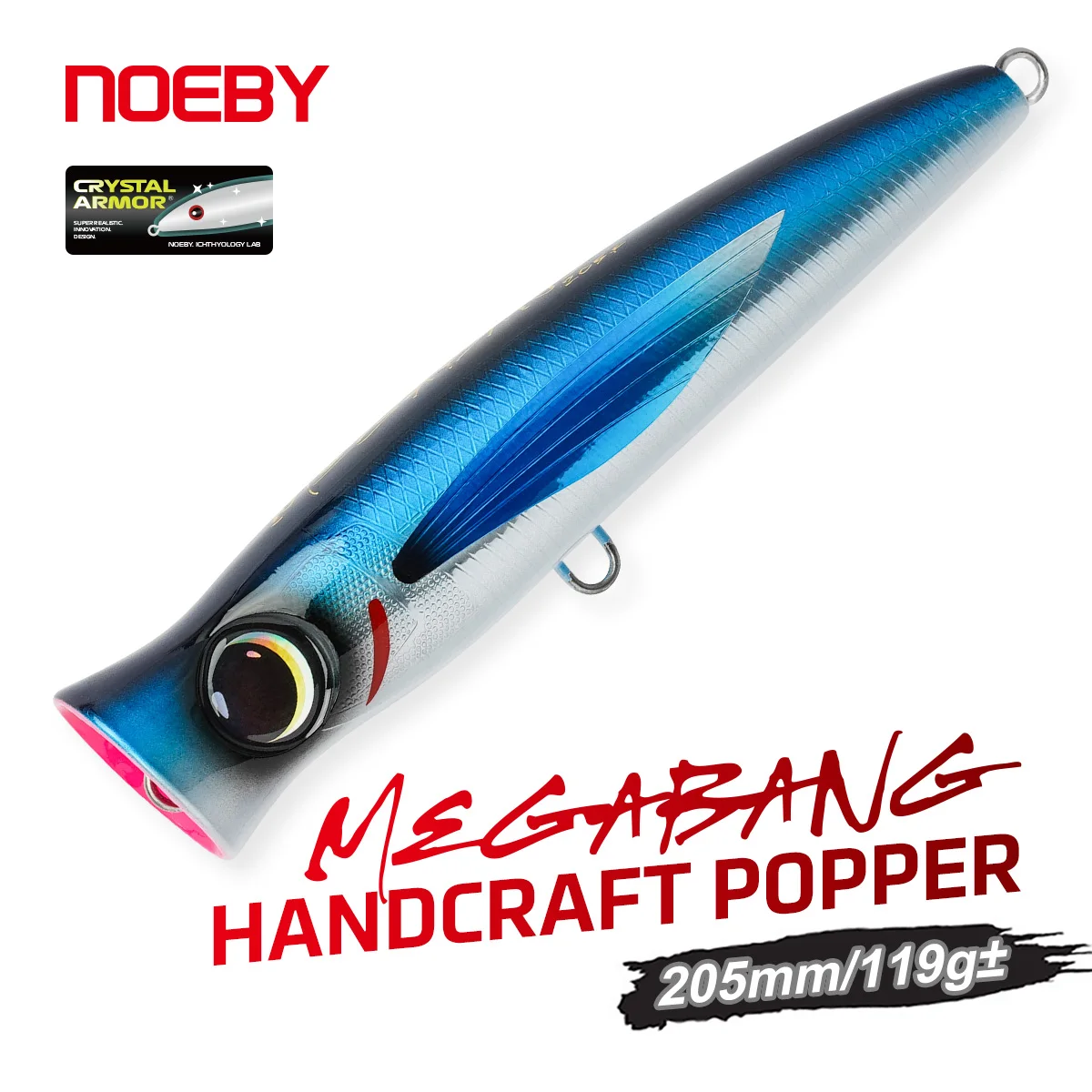 

Воблер-поппер NOEBY 205 мм 119 г± Megabang, премиум-качество, для крупной рыбы, для морской рыбалки на тунца, GT, для поппинговой ловли с лодки