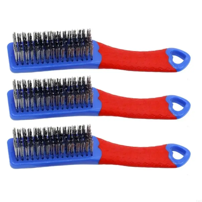 Stainless Steel Wire Brush Heavy Duty Efficient Rust Scrubber For Metal Polishing Craft Cleaning Oxidation Removal Tool X3UC