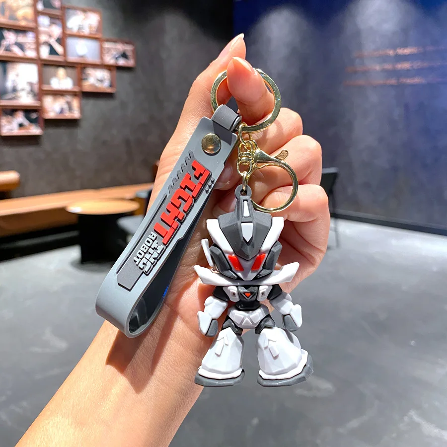 1/4pcs new cartoon cool Gundam keychain combat robot 3D soft plastic figurine mobile phone backpack pendant car decoration gift - view 5