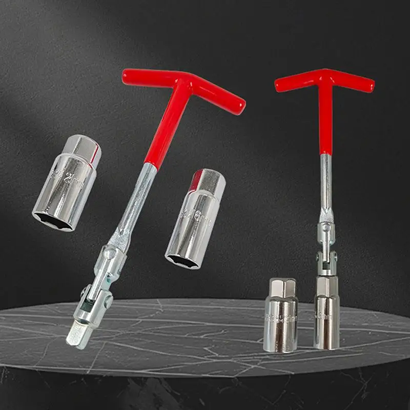 

3/4 Pcs T Handle Spark Plug Wrench Set 14 16 21mm Sockets Swivel Head T-handle Wrench For Car Motorcycle Repair Maintenance