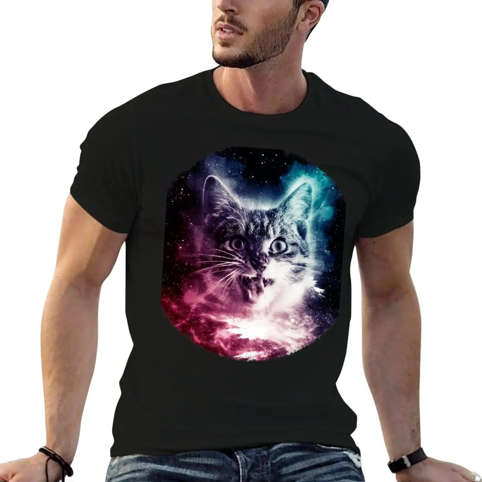Cat In Space Shirt Cosmic Galaxy Trippy Vintage Kitty Tshirt T-Shirt Luxury man football t shirt mens t shirts casual stylish