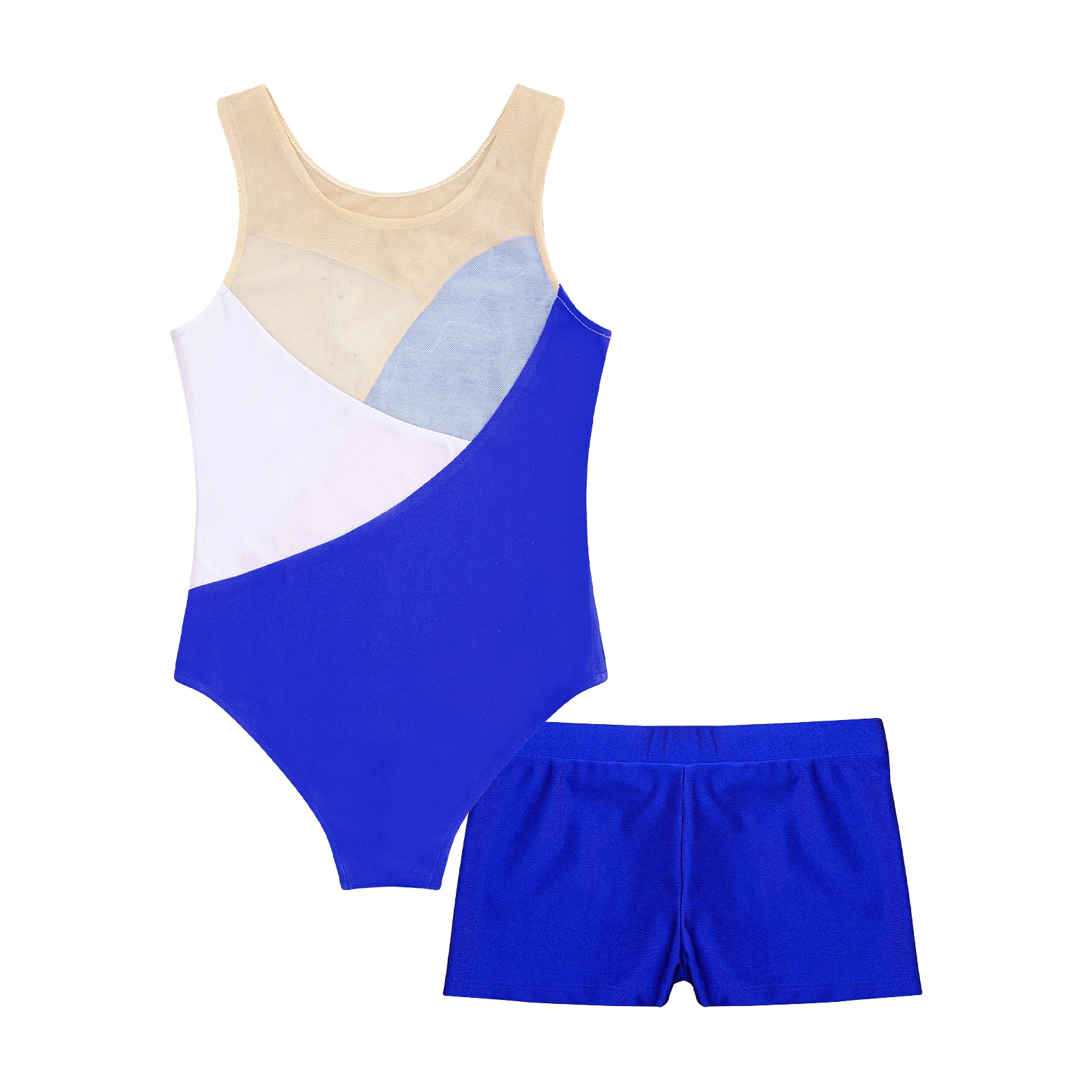 Collant de ginástica feminino, collant infantil com shorts, conjunto de balé, esportes de dança, roupas de treino, crianças, adolescentes, 2 peças