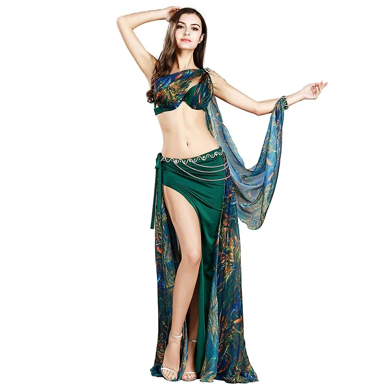

New Sexy Luxury Women Bellydance Suit Oriental Suit Show Stage Belly Dance Wear Bra+skirt+Belt +armbands 4pcs Set