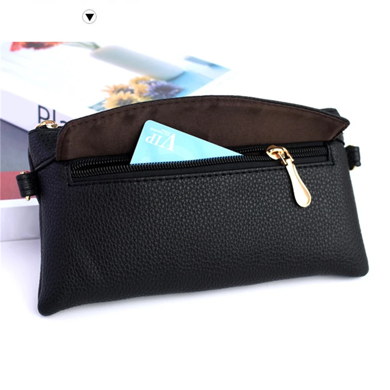 Cartera portátil de moda para mujer, bolso de mano largo de cuero PU, monedero, bolsillo para teléfono, monedero