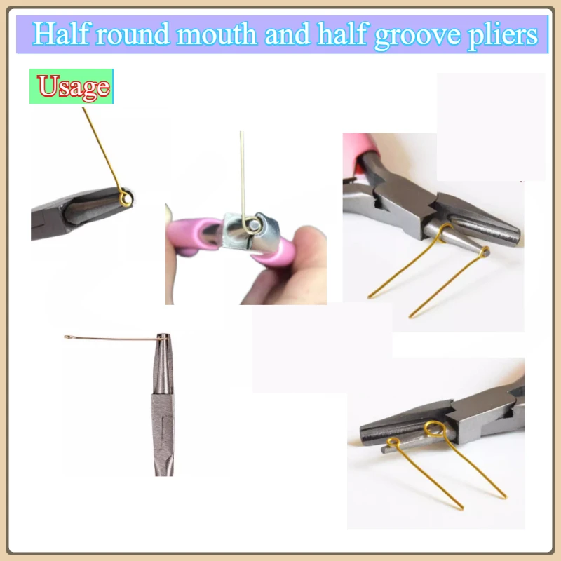 5-inch half groove needle pliers needle pliers steel wire jewelry winding handmade gold silver and copper wire shaping DIY tool