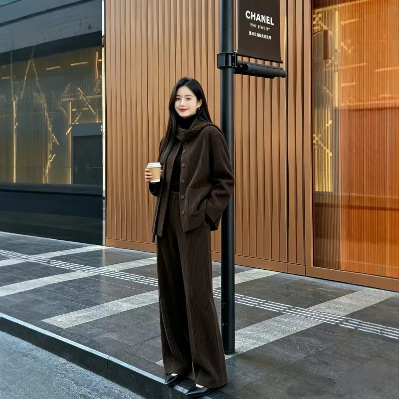 New Women's Original Pleated 2026 Winter Thick Scarf Coat Single Row Multi-Button Versatile Casual Elegant Women's Coat Pleat