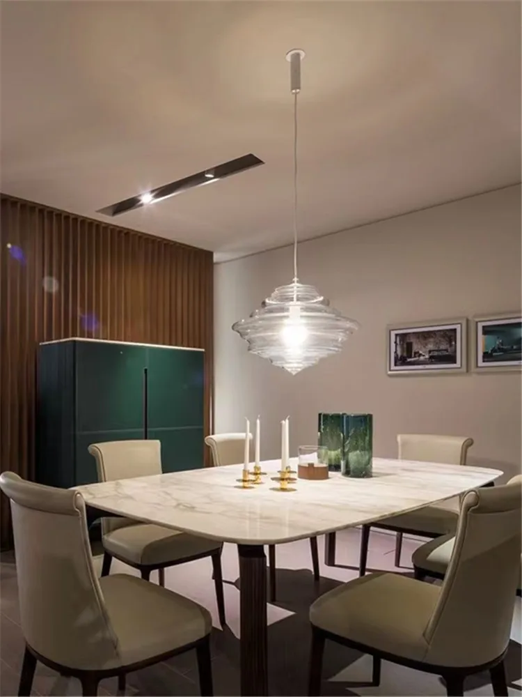 Lampa wisząca La Scala, nowoczesna, prosta, obrotowa szklana oprawa oświetleniowa, lampa do baru, jadalni, oświetlenie artystyczne, lampa do kawiarni, sypialni, lampka nocna. — 2