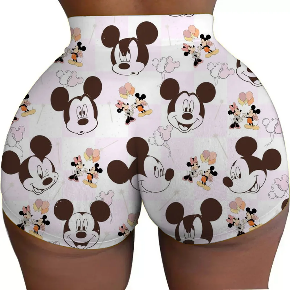 ディズニーミッキー女性のフィットネスバイカーショーツバレーボールヨガショーツバイカーファッション漫画女性ミニセクシーなポールダンスタイトなショーツ
