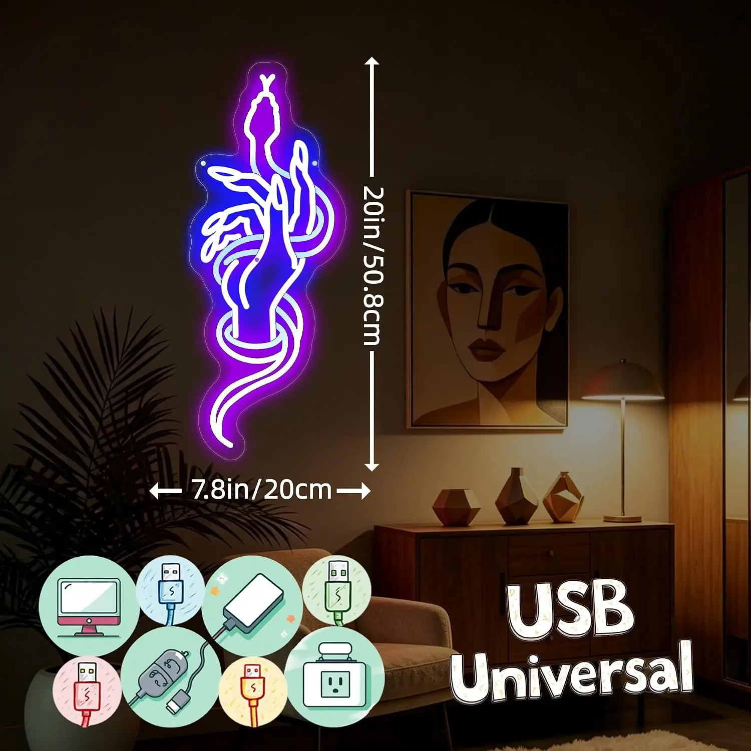 Snake LED Neon Sign USB Mystical Gothic Art Neon Light Dark Aesthetic Bedroom Bar Tattoo Studio Spa Meditation Room Decor