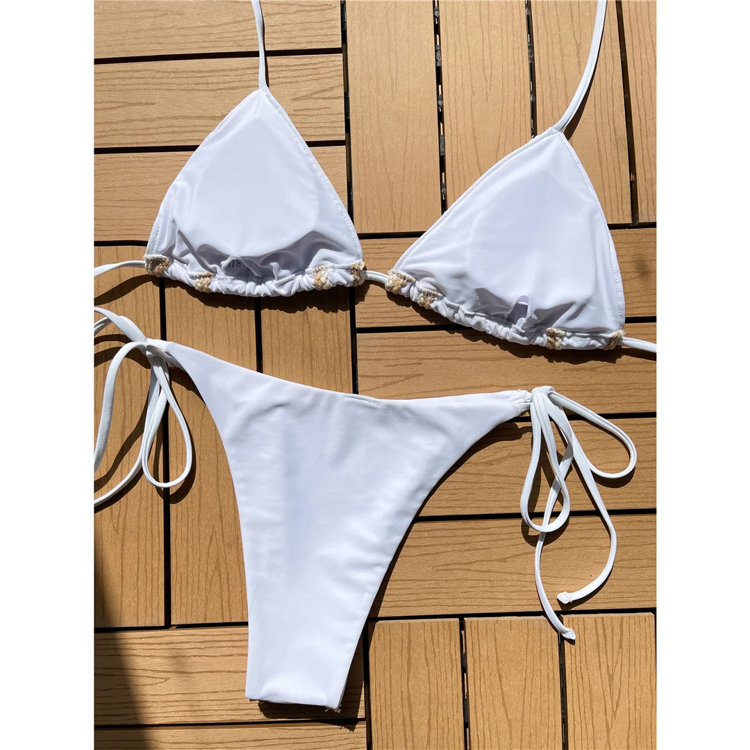 Sexy Splicing Neckholder-Bikini, brasilianischer Stil, Damen-Badeanzug, zweiteiliges Bikini-Set, Badebekleidung, Badeanzug, Damen-Bikini V4593G – Detail 33