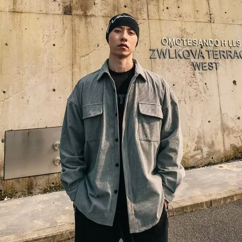 

Американский вельветовый мужской свободный повседневный открытый кардиган в стиле ретро, рабочая одежда, модная брендовая верхняя одежда irt