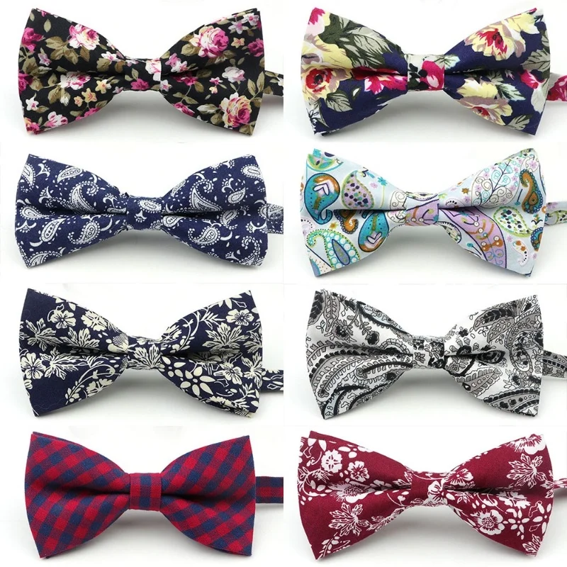 Men's Fashion Cotton Floral Bow Tie Paisley Pattern for Wedding Party Casual Cravat Bow Tie Accessories Gift