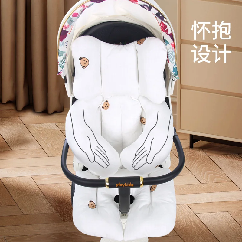 Universal All Season Cotton Stroller Seat Cushion Thick Embroidered Liner Pad Spinal Support Mattress Pram Outdoor Walking Use