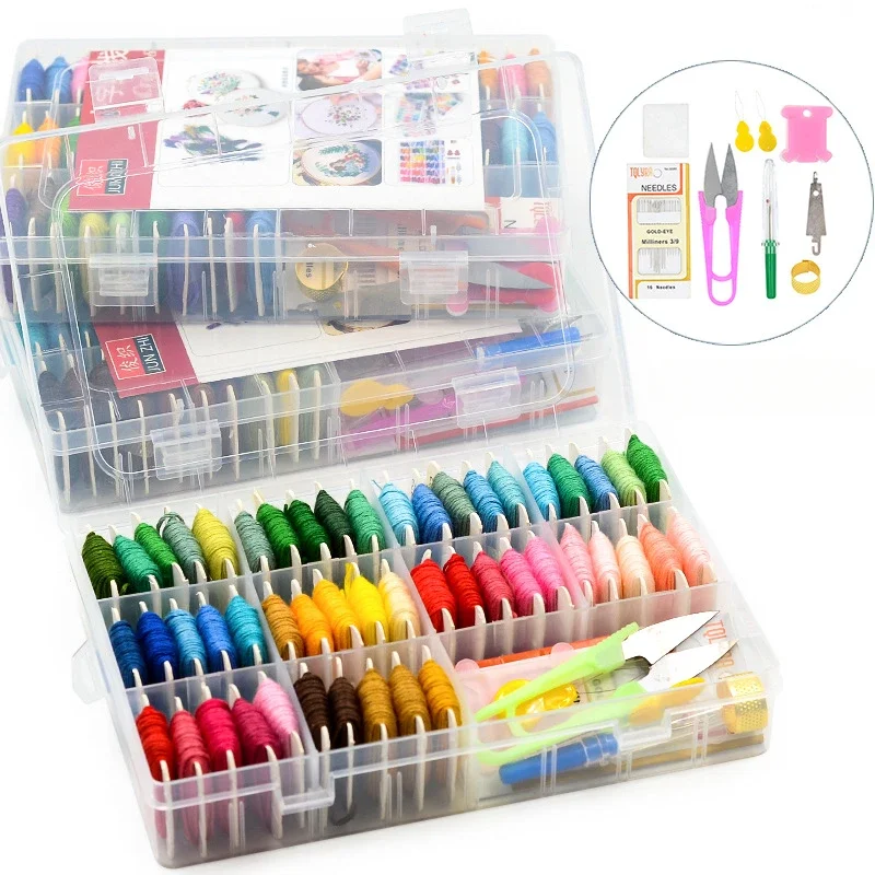 

50 Color Box Set Embroidery Thread Embroidery Thread with Accessories Paper Wrap Card Cross Stitch Thread Color Cotton Thread