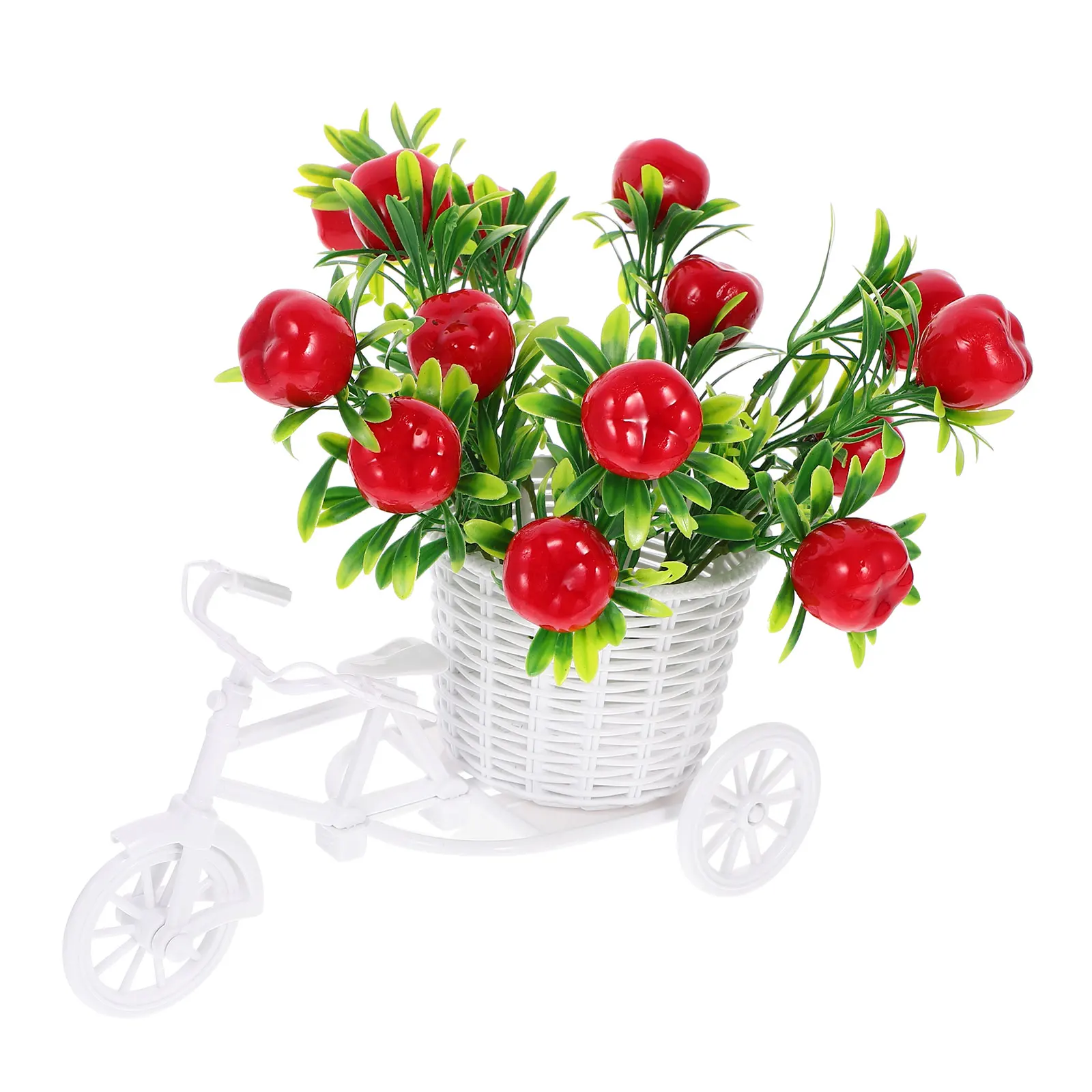 

Artificial Bicycle Decor Wedding Party Home Decorations Faux Flower Centerpiece Table Ornament Simulation Apples Bonsai Office