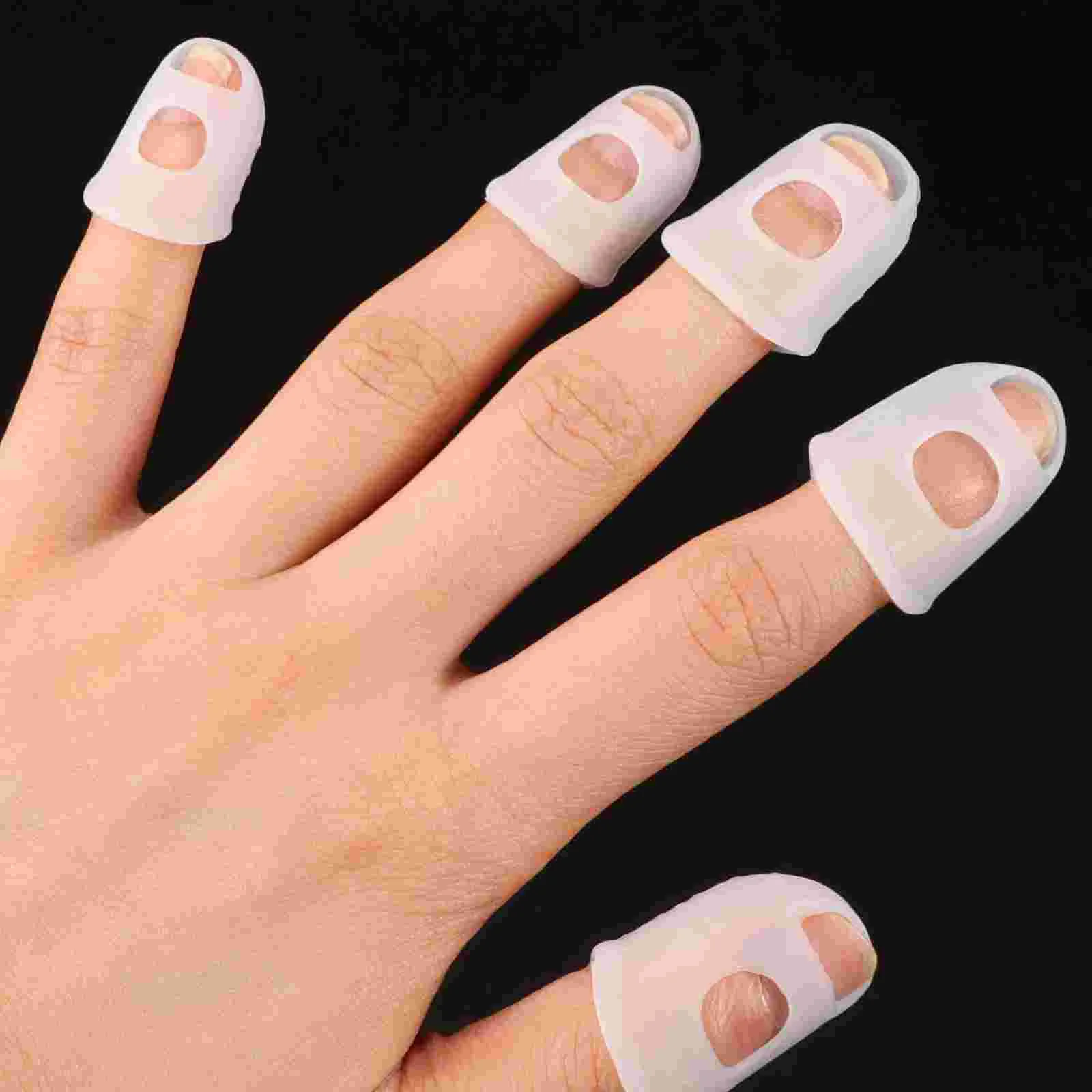 50 Pcs Guitar Finger Cots Bass Covers for Thumb Fingertip Protectors Silica Gel Silicone Pick