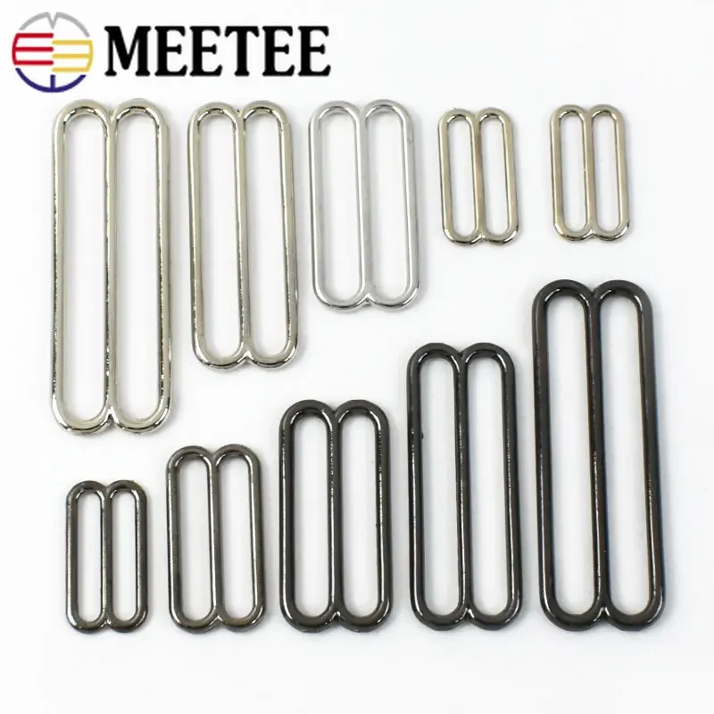 10Pcs Metal Tri-Glide Buckles Slider Loop Clasp Adjuster Underwear Bra Bikini Strap Backpack Bag Belts DIY Sewing Accessories