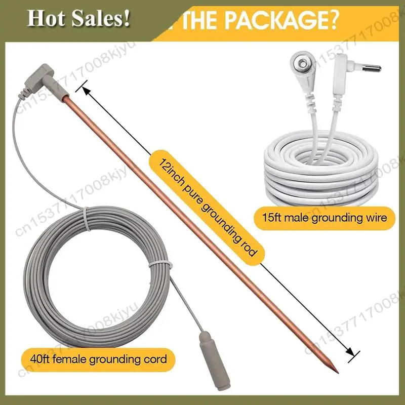 

-A23G Copper Grounding Rod With 40Ft Female Ground Cord, Portable Ground Rod Kit,Great For Grounded Earth Connected Products A