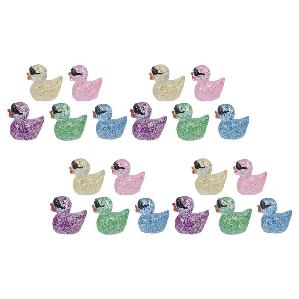 

50Pcs Mini Resin Glow in The Dark Duck Statue Micro Landscape Garden Yard Balcony Decor Tiny Miniature Resin Duck Ornament