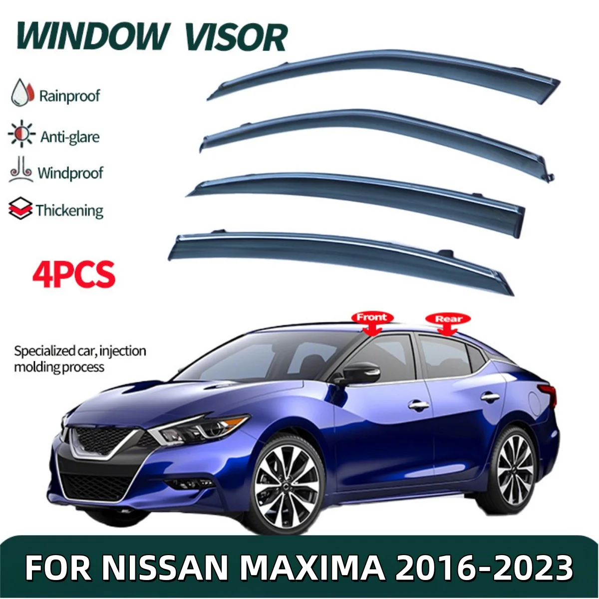 Anti-glare Windproof Window Visor For Nissan Maxima A36 2016-2023 2017 2018 2019 2020 Thickening Sun Shade Canopy Door Visor