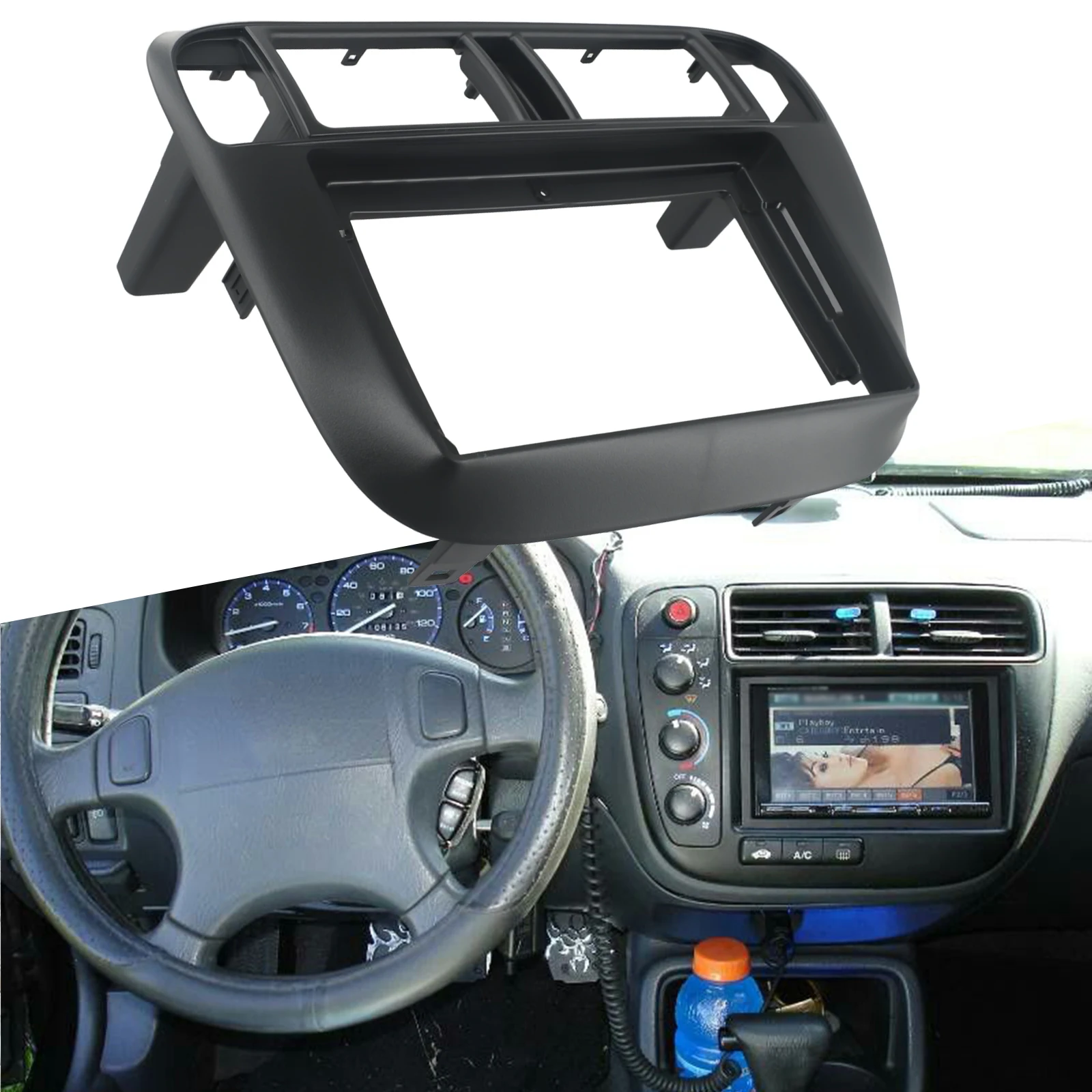 

Upgrade the Look of Your Car with Matt Black Trim Frame Panel for 9inch Car Radio Stereo For Honda For Civic 1996 2001