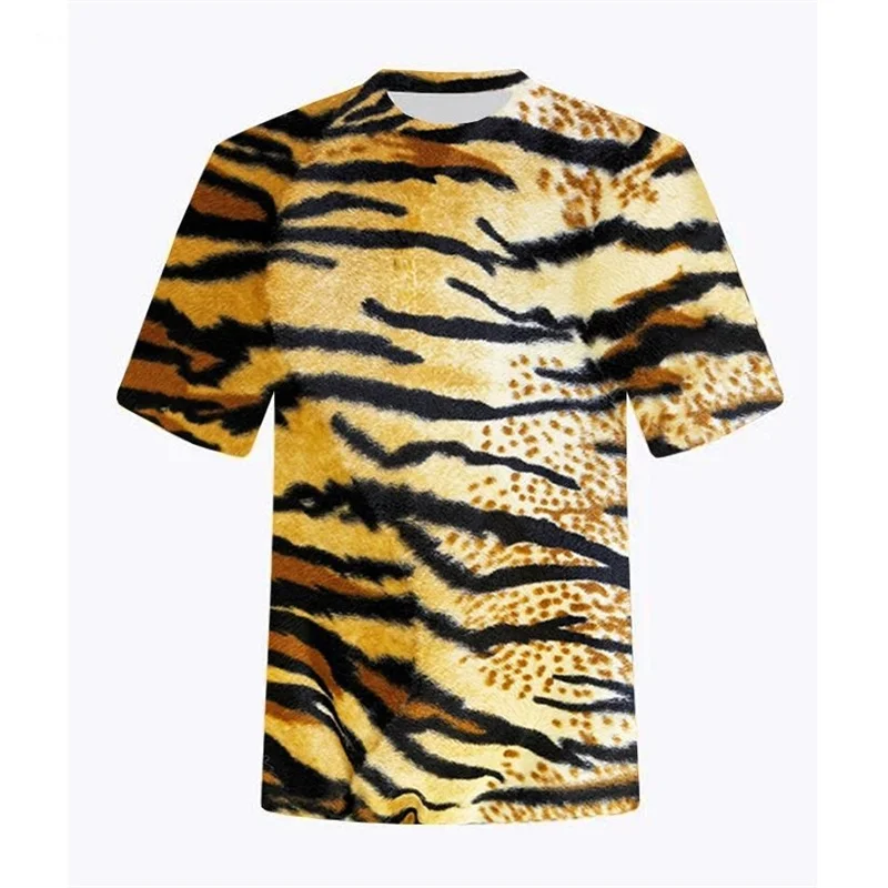 Creative Tiger Pattern Children's Clothing Summer Short Sleeve Kids T Shirt Fashion Funny Round Neck Outdoor Girl Clothes Tops