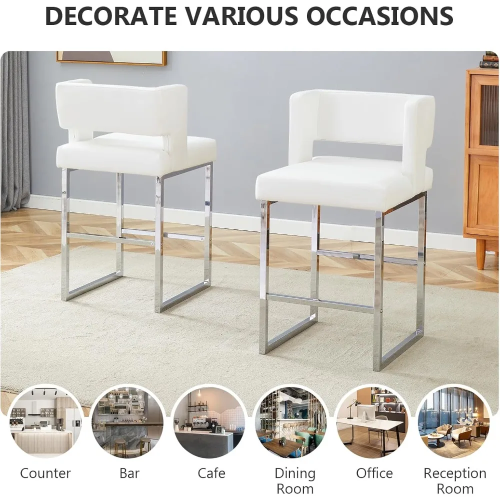مجموعة مقاعد بار بارتفاع 26 بوصة مكونة من 4 قطع مع وسادة وظهر كراسي بار حديثة لمقاعد طاولة جزيرة المطبخ