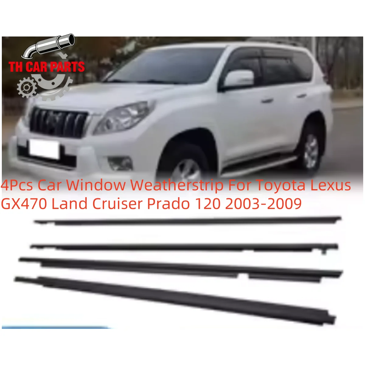 

Комплект из 4 уплотнителей для окон автомобиля Toyota Lexus GX470 Land Cruiser Prado 120 (2003-2009), молдинги для окон