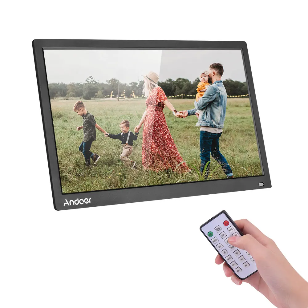 Andoer 17.3 Inch Desktop Digital Photo Picture Frame Album 1600*900 Resolution 16:9 TN LED Display Screen Support Calendar Clock