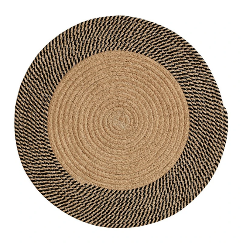 

Japanese Style Woven Carpet Jute Round Floor Mat Simple Coffee Table Mats Bedroom Living Room Sofa Floor Rugs CNIM Hot