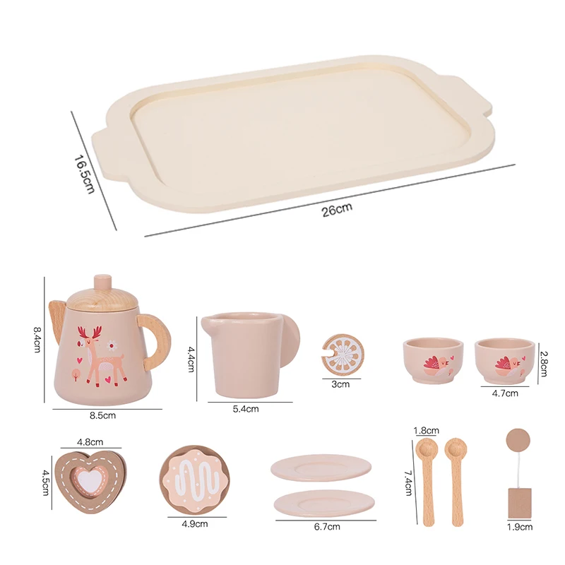Houten gesimuleerde afternoon tea dessertketel voor kinderen Keukenservies Speelset voor fantasiespel een feestelijk cadeau voor kinderen