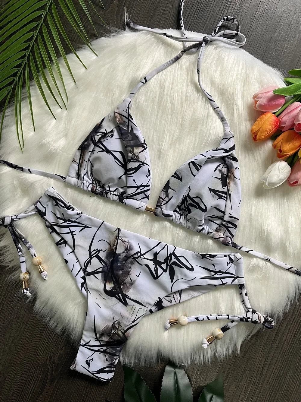 RUOTONSEPT 2024 새로운 섹시한 프린트 붕대 비키니 세트 여성 수영복 투피스 트라이앵글 수영복 수영복 브라질 Biquinis