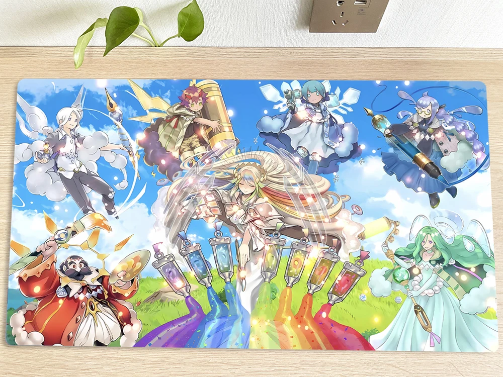 YuGiOh Table Playmat Weather Painter Rainbow TCG CCG Mat Trading Card Game Mat Mouse Pad Gaming Play Mat Mousepad With Bag