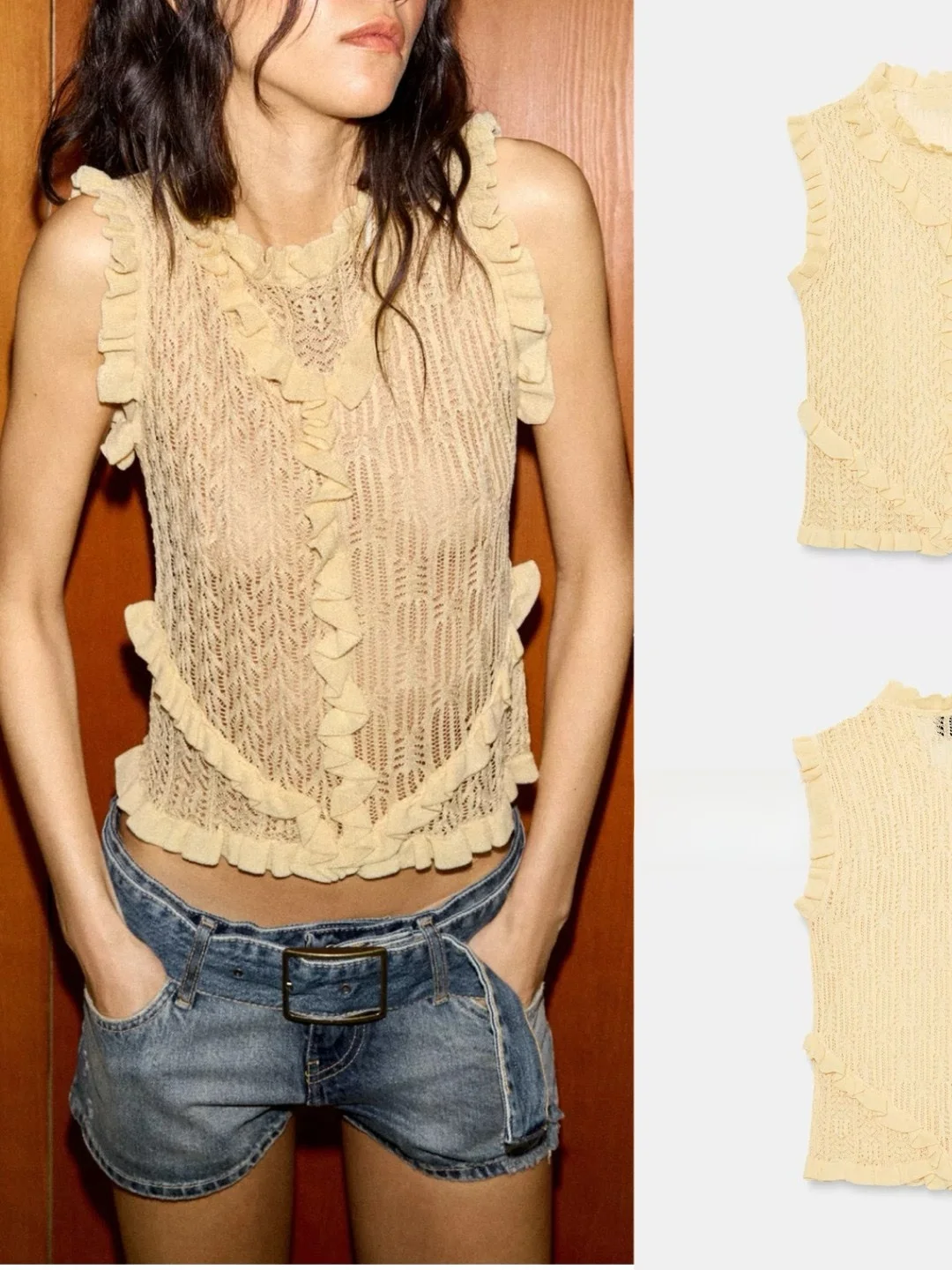 

Spring 2026 New Arrival French Style Knitted Lace Sleeveless Vest Women's Top Sweet Atmosphere Sensation Online Exclusive