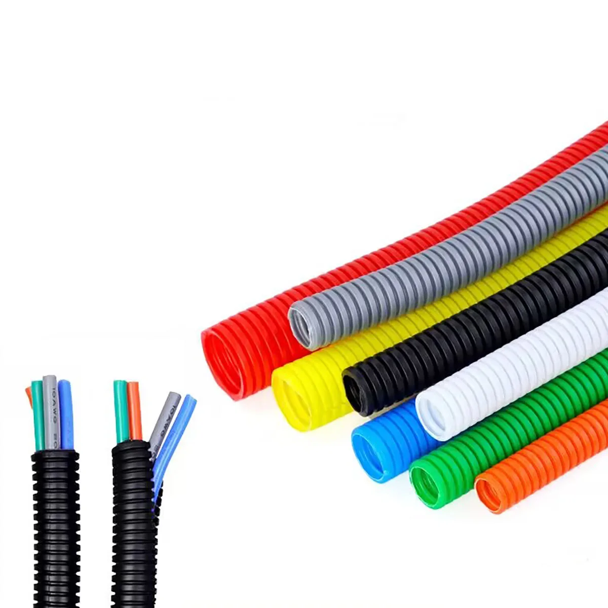 Colors Insulation PP Corrugated Tube Pipe Wire Harness Casing Cable Sleeves Cord Cover Auto Car Mechanical Wire Protecter