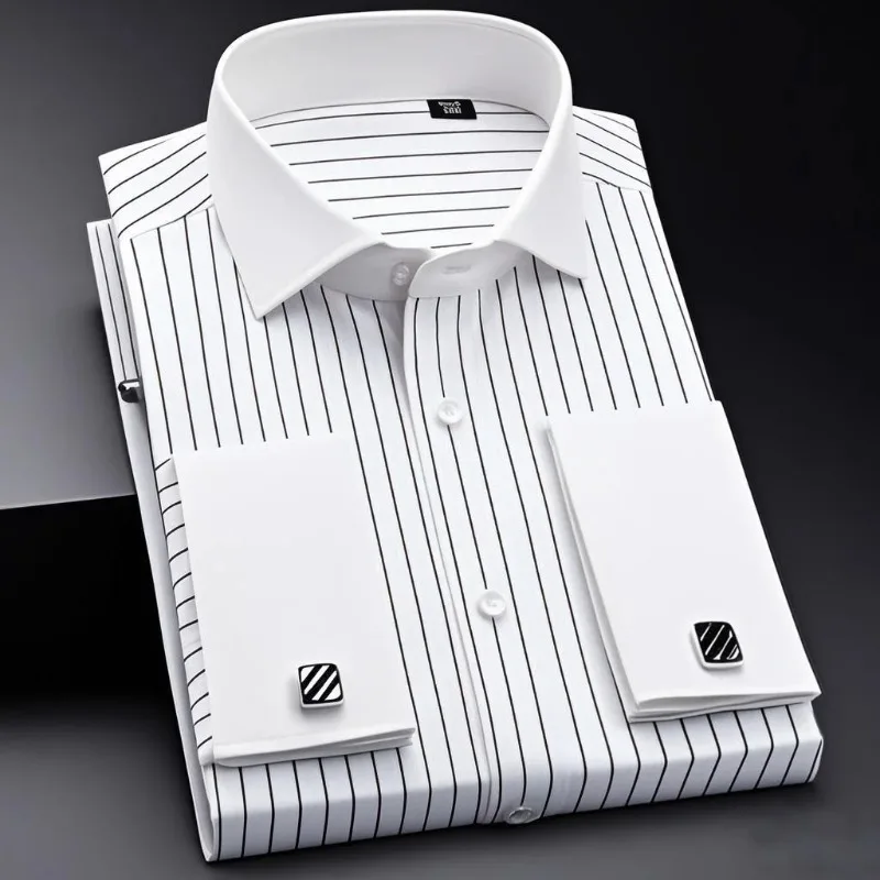

Formal Fashionable Men's Top Men's French-style Cufflink Shirt Slim Fit Suitable Business