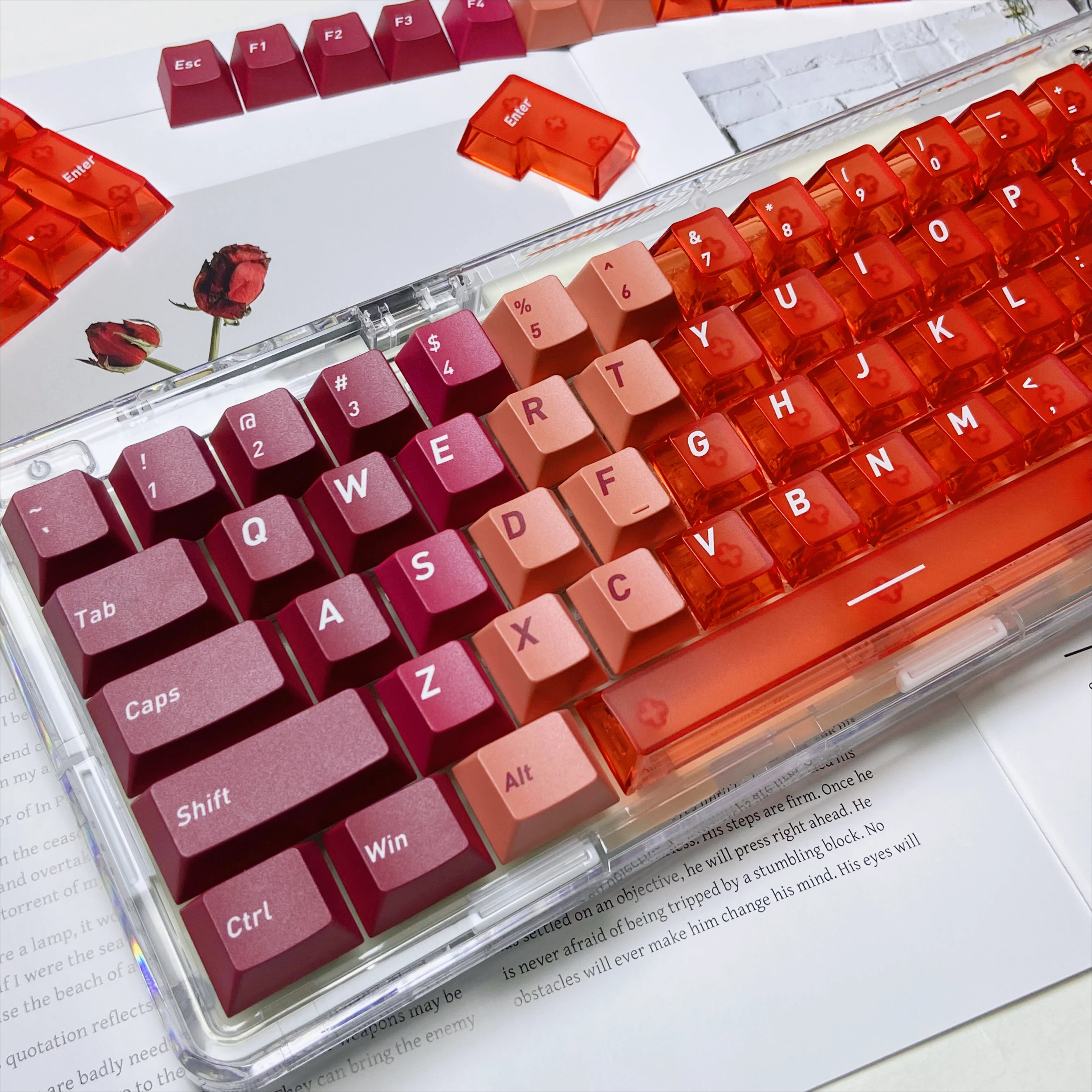 

Color-blocked Frosted Matte Top Transparent Keycaps PC Cherry Profile Keycaps for Gaming Mechanical Keyboard Key Caps Custom