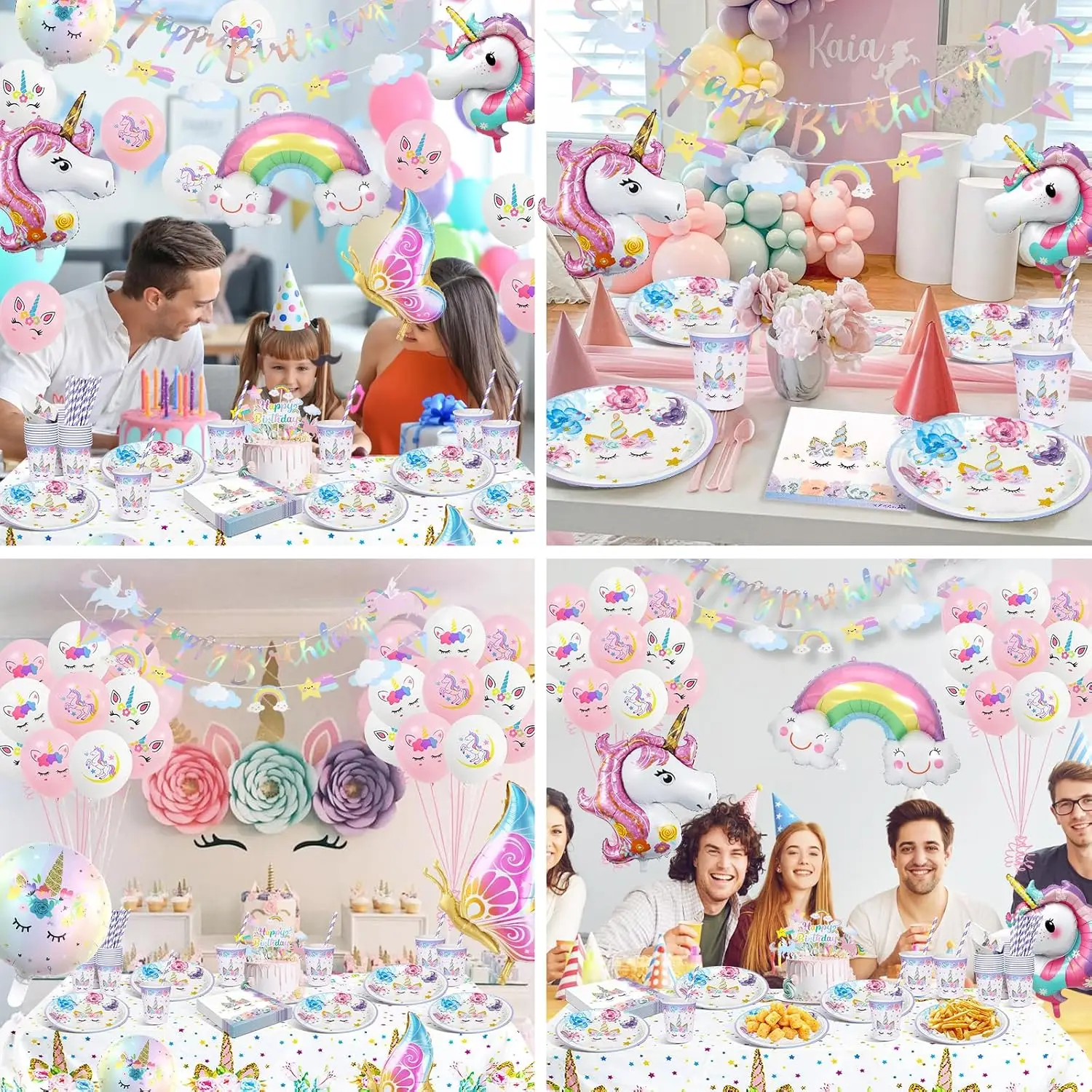 Unicorn Birthday Party Tableware Set Decorations Paper Plates Cups Napkins 16 Guests Baby Shower Supplies Favors 4 5 7 Years view 6