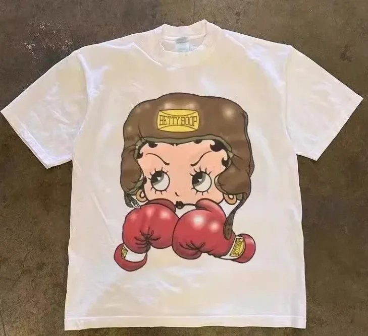 

Женская футболка Miniso BETTY BOOP с короткими рукавами — лето 2026, новый стильный свободный топ с принтом