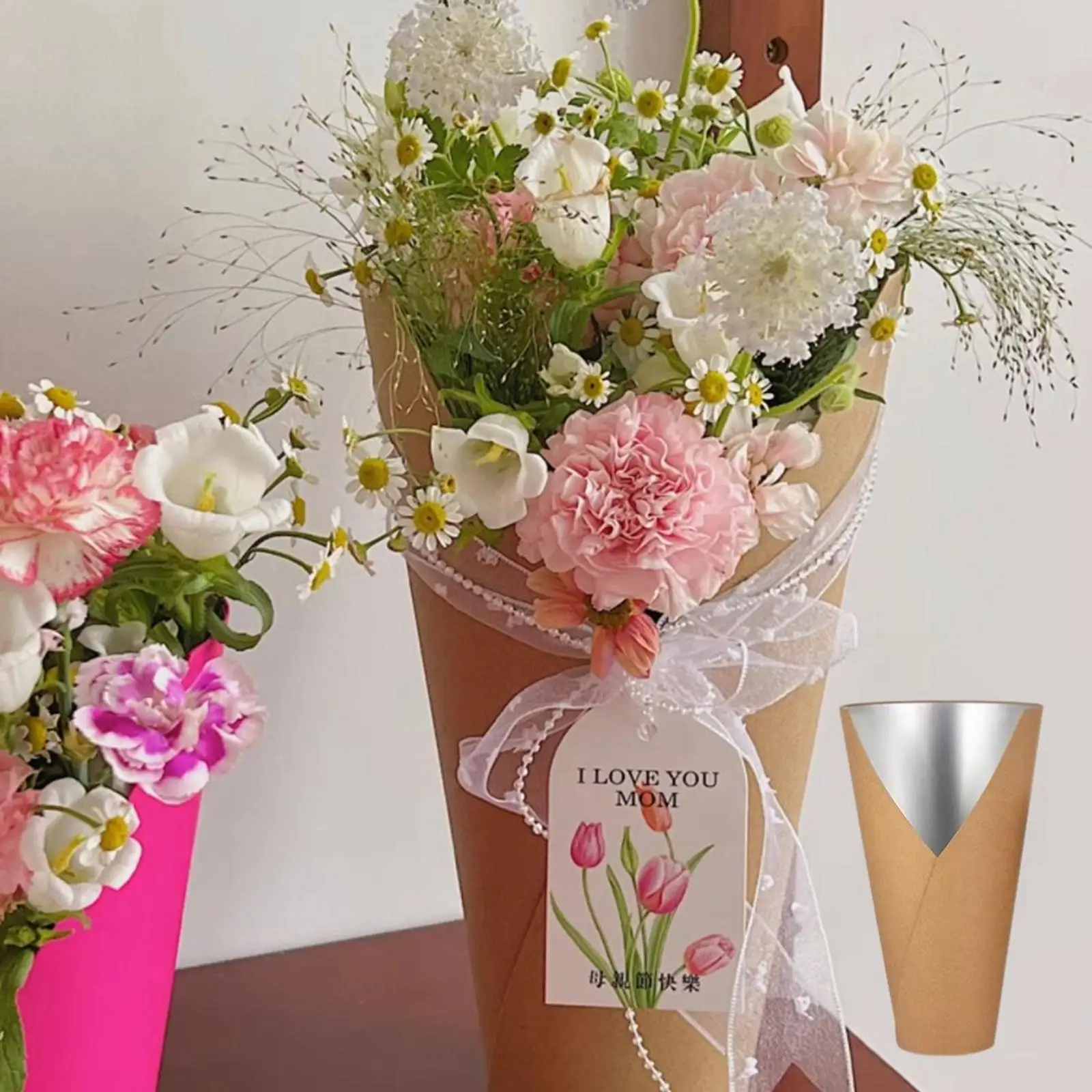 5Pcs Decorative Flower Arrangement Box with PP Liner Accessory DIY Event Florist