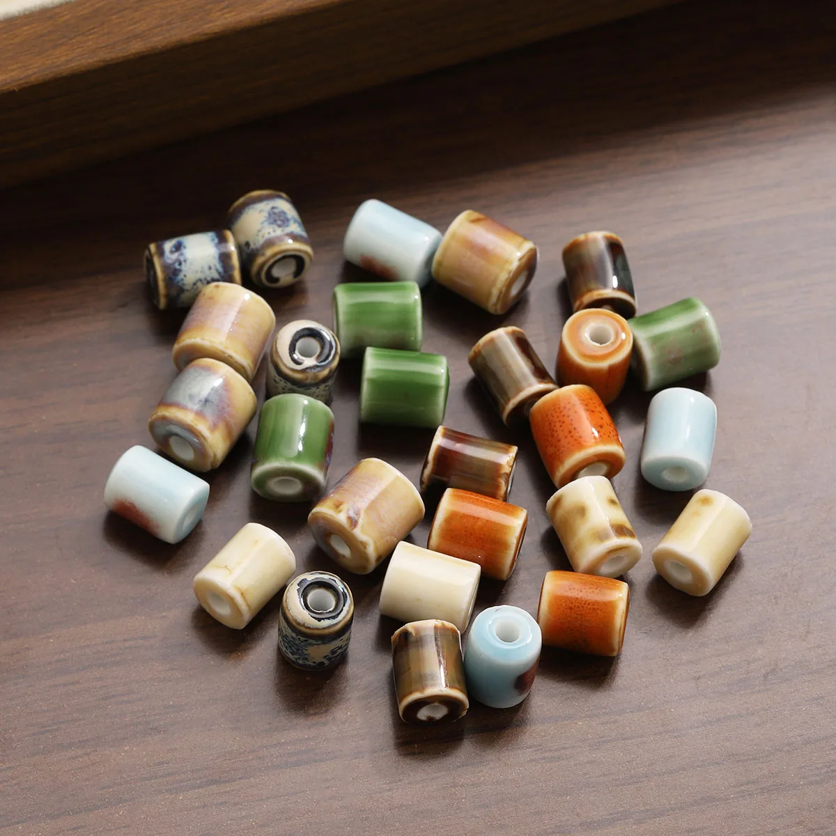 20pcs Ceramic Cylinder Tube Beads Multicolor Glazed Spacer Bead Vintage DIY Jewelry Making for Bracelet Necklace Craft Wholesale