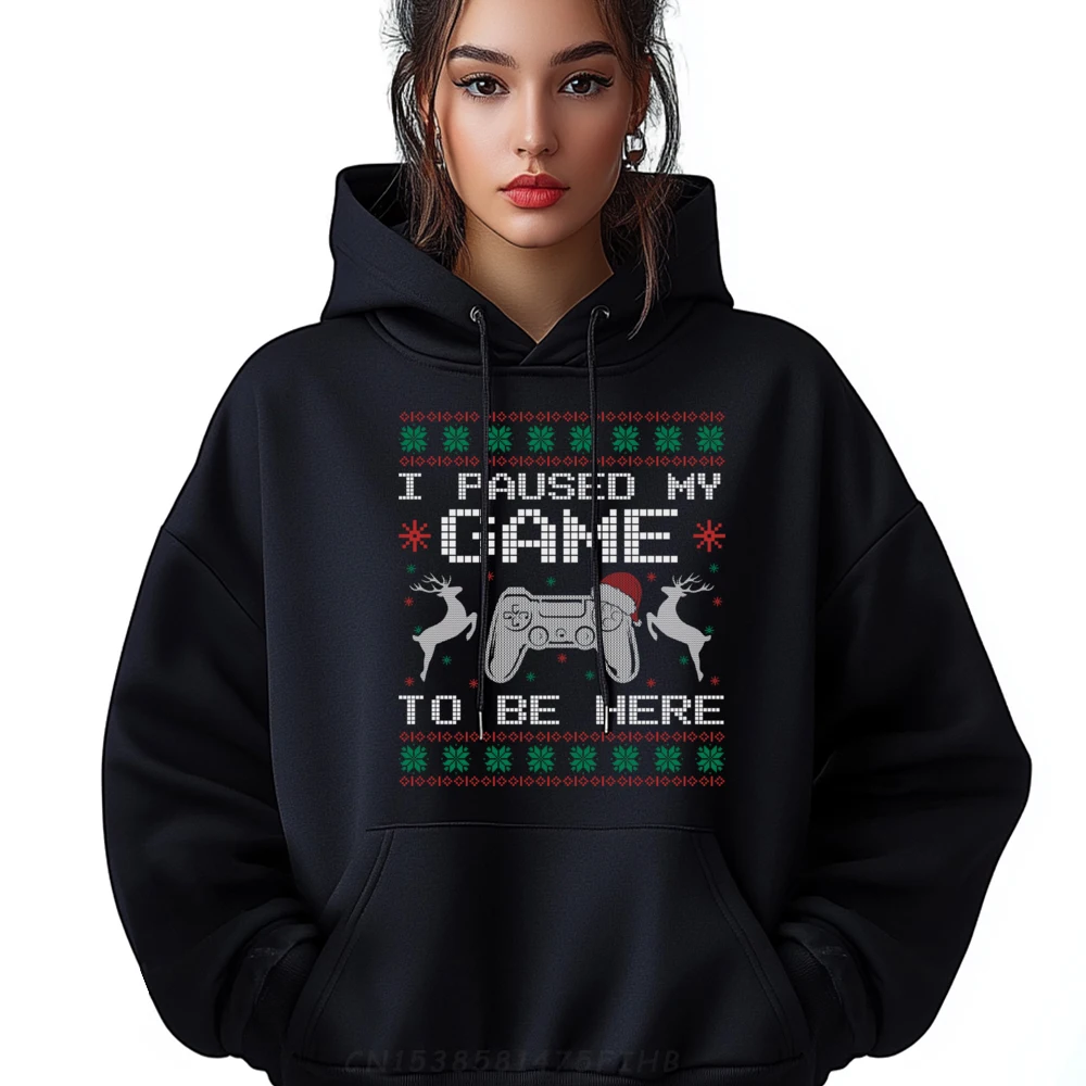 

I Paused My Game To Be Here Ugly Christmas Sweater Gamer Graphic Tee Polyester Men's Clothing Camisetas Hombre EU SIZE Vaporwave